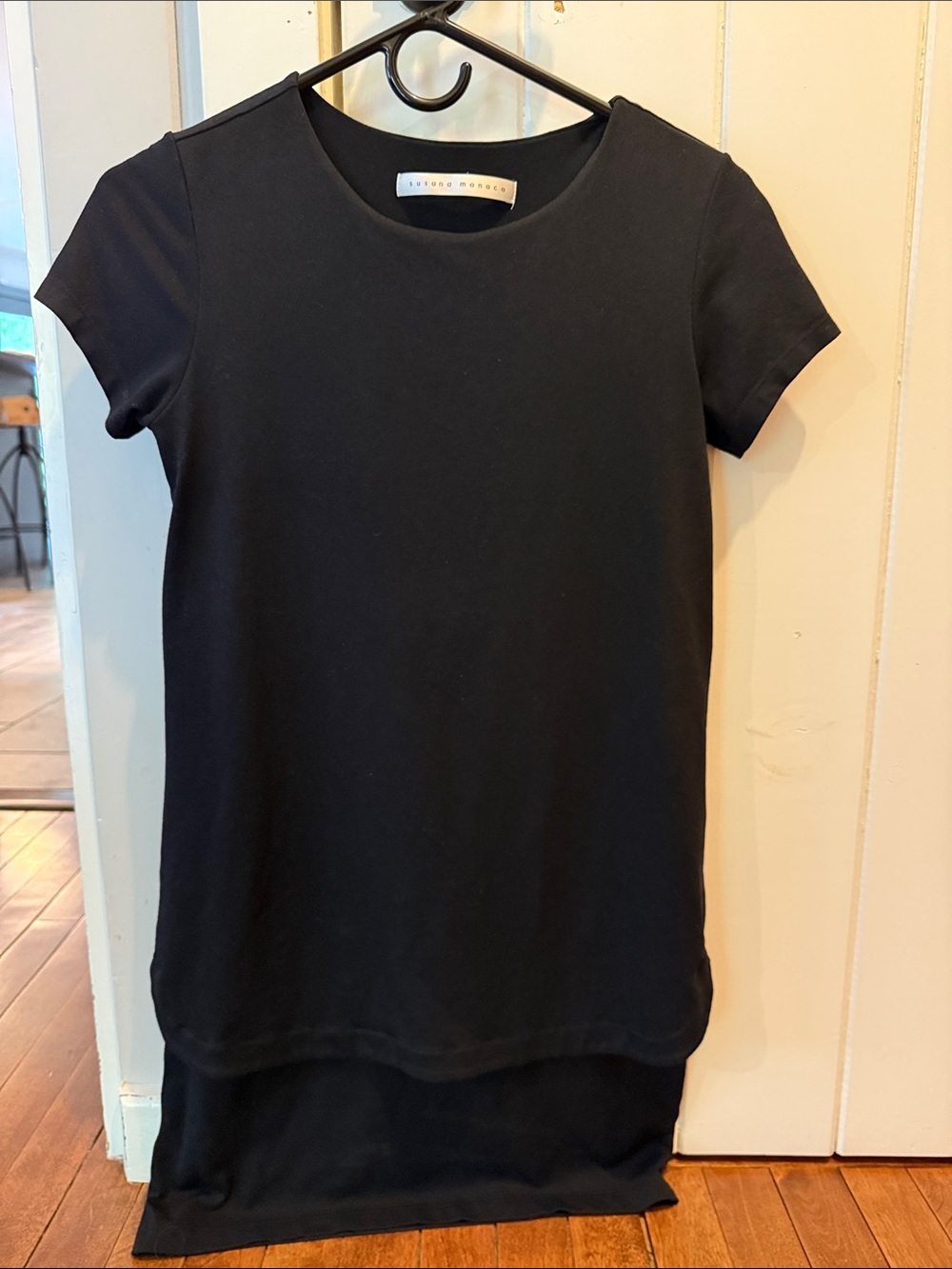 Susana Monaco Black Short-Sleeve Layered Mini Dress
